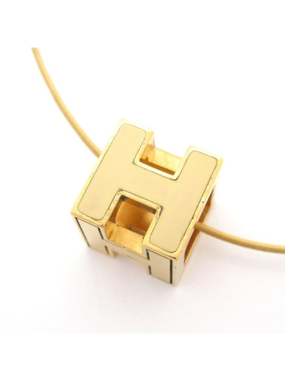 Hermes Necklace H Cube Gold